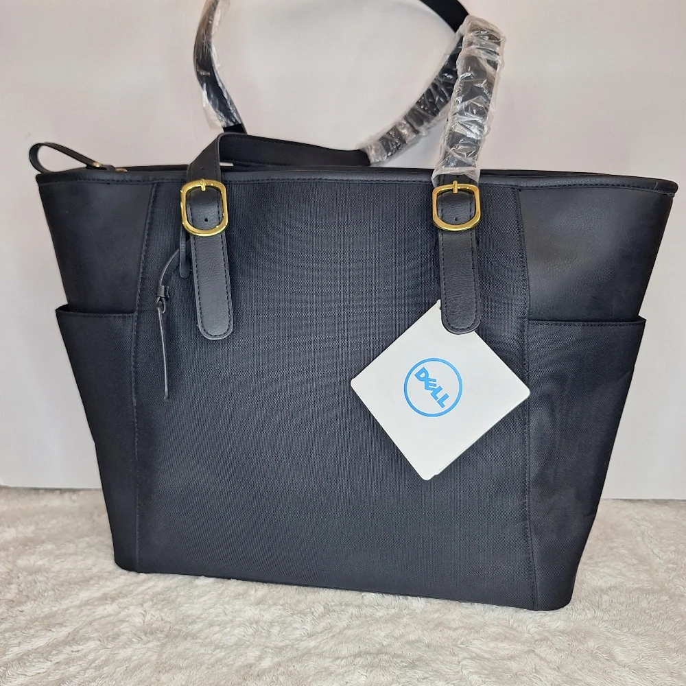 NEW Large Dell Laptop Ladies Tote, Black, NWT, Purple Interior